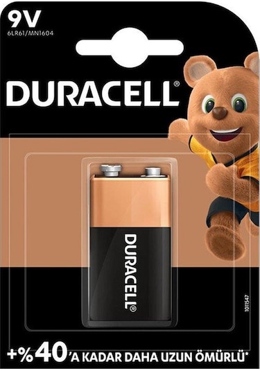 Duracell 9V Alkalin 9V Pil Tekli