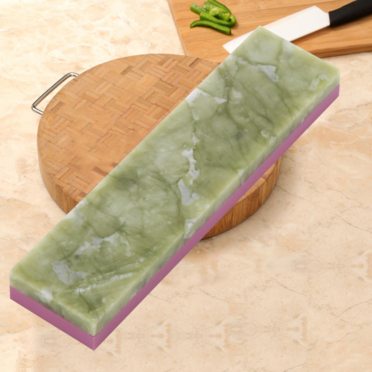 Tenfowee 3000/10000 Tane İki Yönlü Doğal Taş Zımpara Taşı - Mutfak Aletleri, Makaslar Ve Bıçaklar İçin Hassas Keskinleştirme 100x25x10mm Yeşil