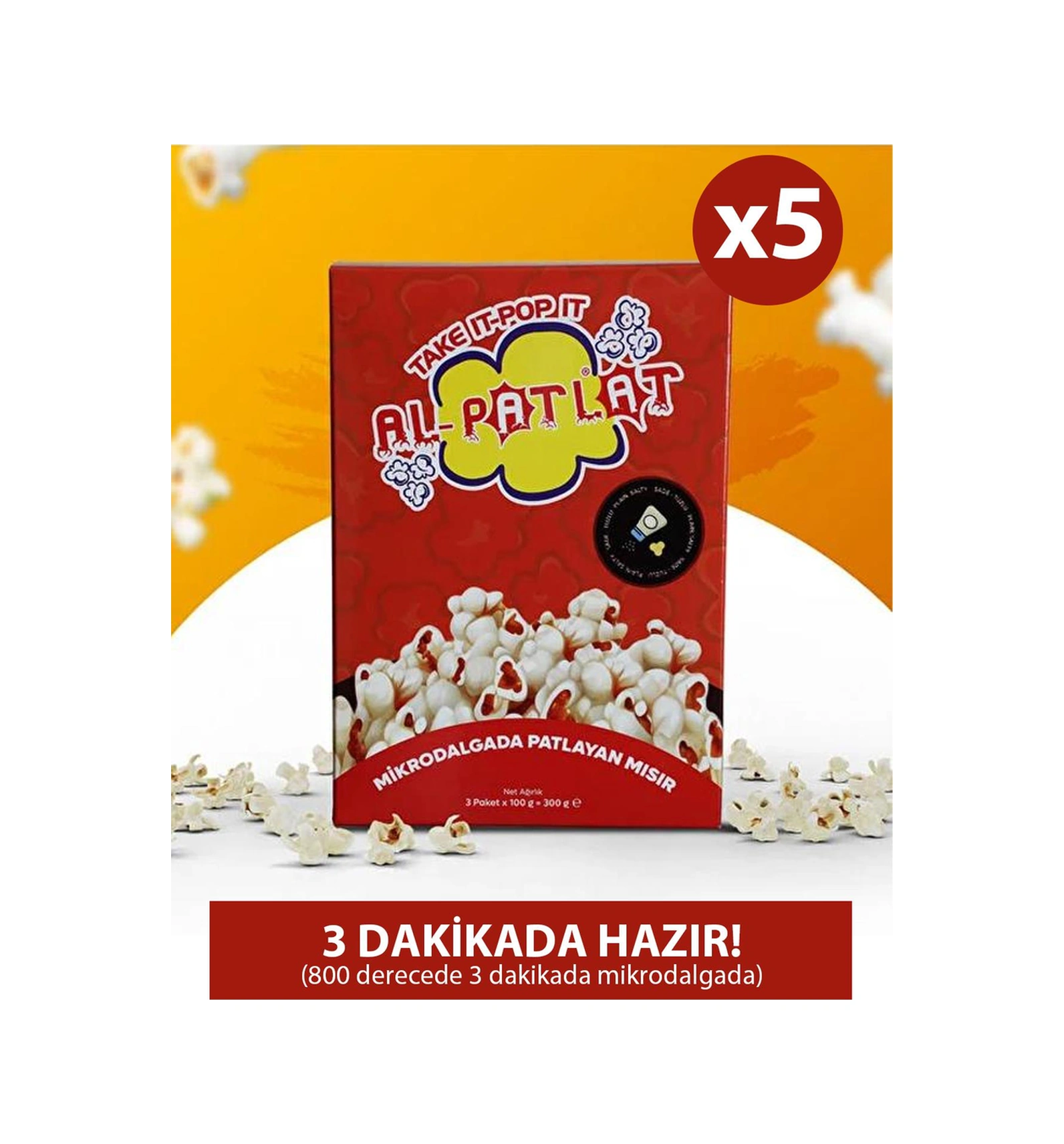 Al-patlat Mikrodalgada Patlayan Mısır 3x100 Gr 5 Adet