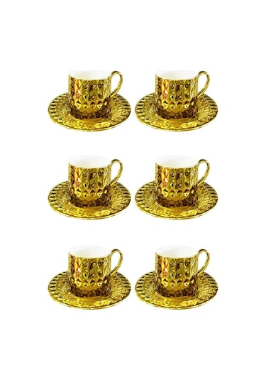 Arow Tr-2948 12 Parça 6 Kişilik Porselen Kahve Fincan Takımı Gold