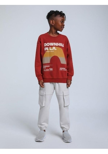 Jack Lions Erkek Bebek Downhill Yazılı Sweatshirt-14342 Kiremit