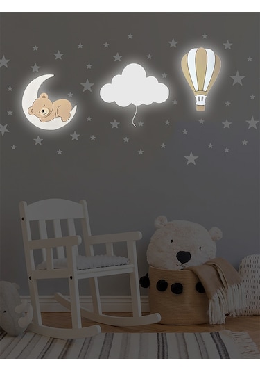 Bugybagy Ayıcık Bulut Balon 56'lı Sticker Seti Bej