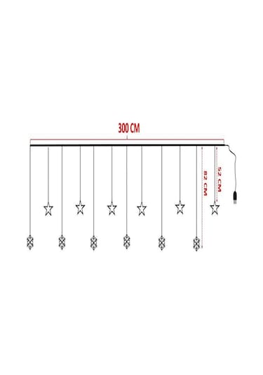 Kar Tanesi Saçaklı Dekoratif Gün Işığı Led 3 Metre Parti Kutlama Dekor Süsleme Yılbaşı Led 8 Mod Gün Işığı