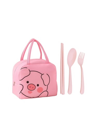 Karikatür Domuz Öğle Yemeği Çantası Sevimli Öğle Yemeği Çantası Taşınabilir Öğle Yemeği Kutusu Büyük Öğle Yemeği Çantası Su Geçirmez Yalıtımlı Öğle Yemeği Çantası Diğer