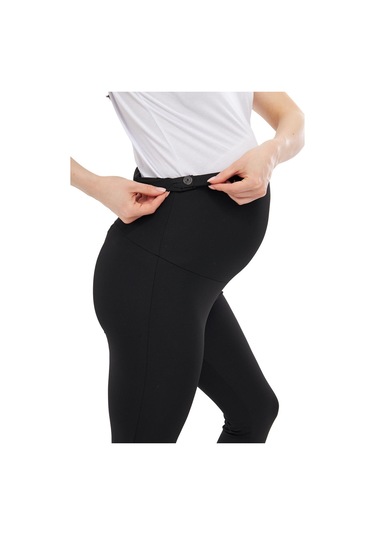 Luvmabelly Myra8120 Toparlayıcı İnce Dalgıç İspanyol Paça Beli Ayarlanabilir Hamile Tayt Siyah