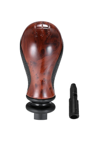 Mufunye Citroen C5/xsara Picasso 01-10 Orta Ahşap Siyah Vites Topu 19mm Delik + Adaptör Kolay Kurulum Kahverengi