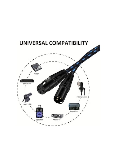 Xuweiwei Dremake Profesyonel Xlr Mikrofon Kablosu 25ft Siyah Mavi Ses Kablosu