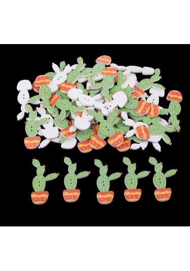 Suntek Magideal 50 Adet 2 Delik Ahşap Düğmeler Dekoratif Sevimli B-tipi