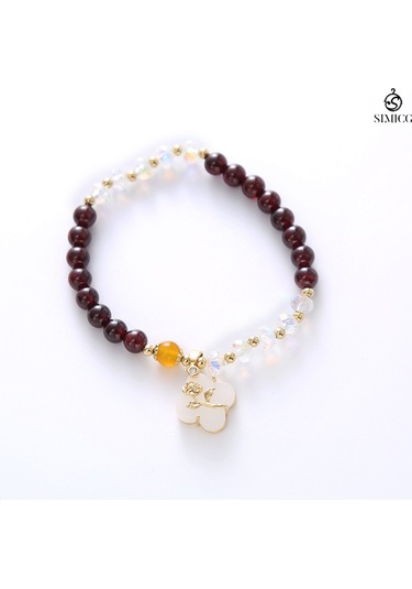 Basit Ve Şık Şanslı Yonca Gül Kristal Bilezik 6mm Boncuklar Mor