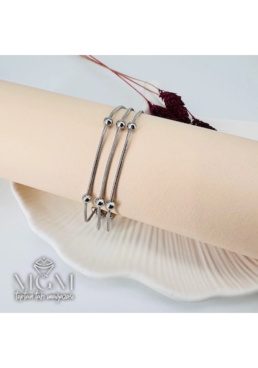 Rodyum Çelik Bileklikler 17+5 Cm Uzatma Payı - Kbl0137 Çok Renkli