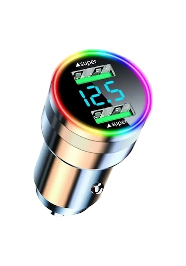 Volta İle Araç Şarj Cihazı 300w Çift Portlu Süper Hızlı Şarj Adaptörü Siyah Araç Şarj Cihazı