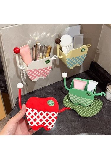 Elmpaly Yeşil Deliksiz Diş Fırçası Askısı - Banyo Tezgahı Veya Duvara Montaj Saklama Rafı Yeşil