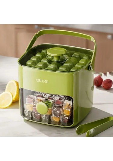 Fastbuy Kolay Pres Kapaklı 48 Küp Buz Makinesi - 2 Katmanlı, Beyaz, Pratik Kullanım Beyaz