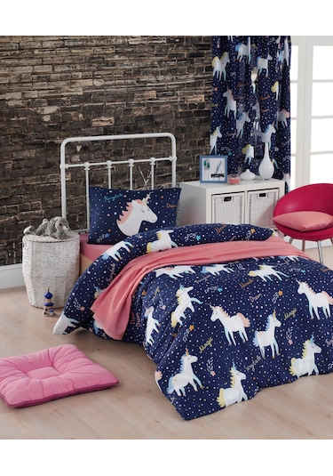 Eponj Home Kolay Ütülenir Nevresim Takımı Tek Kişilik Magicunicorn Laci