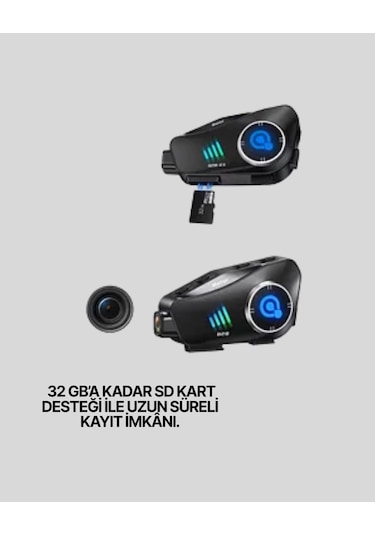 Bfs Q28 Kameralı Motosiklet Kask Kulaklık Bluetooth 5.3 Su Geçirmez 1080p Hd