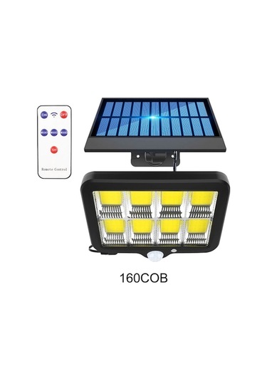Solar Gönüllü Duvar Lambası 160cob Soğuk Beyaz Işık, Uzaktan Kumandalı, Hareket Sensörlü, 3-5m Algılama Mesafesi Diğer Diğer