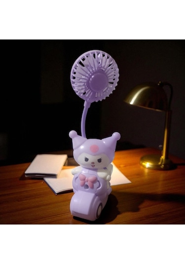 Kuromi Masa Lambası Mini Fan Kalemtraş Mini Vantilatör Usb Şarjlı