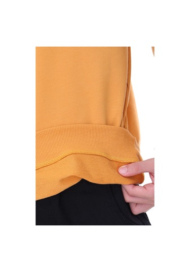 Zuzunga Oversize Unisex Basic Düz Turuncu Renk %100 Pamuk Sweatshirt 2-11 Yaş Turuncu