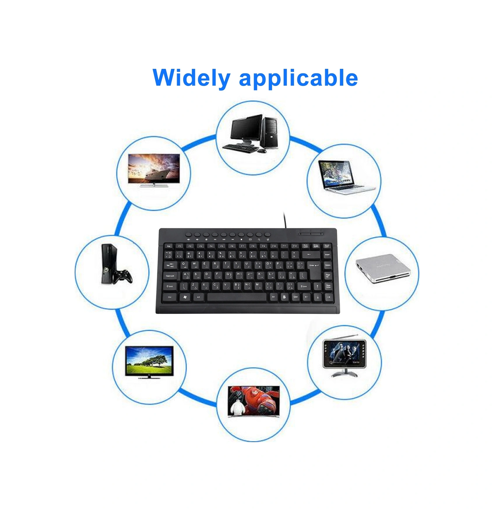 Sones Kb-301a Multimedya Dizüstü Mini Kablolu Klavye, Arapça Versiyon