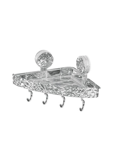 Şeffaf Depolama Rafı Üçgen Şekli Vantuz Duş Caddy Hızlı Drenaj Depolama Rafı Mutfak Şeffaf