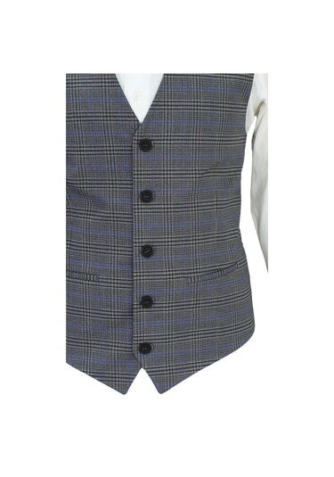 Mentor Regalo Erkek Yelek V Yaka Gri Ekose 50637