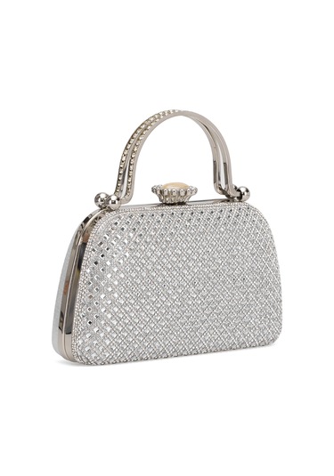 Guja 25kc1289 Kadın Taşlı Kutu Abiye Çanta Gümüş Gümüş