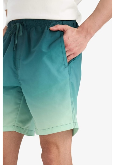 Defacto Regular Fit Degrade Baskılı File Astarlı Diz Üstü Deniz Şortu Z6873az25hsgn265 Yeşil