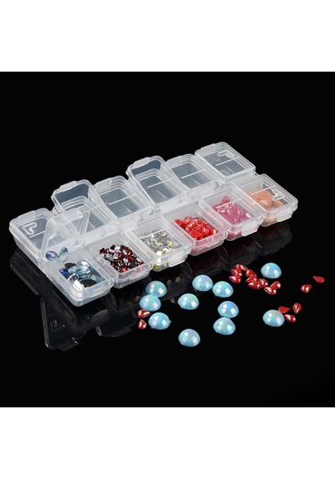 Yifomall 5d El Sanatı Taş Parçacığı Depolama Kutusu 12 Bölmeli Şeffaf Pp Malzeme Diğer