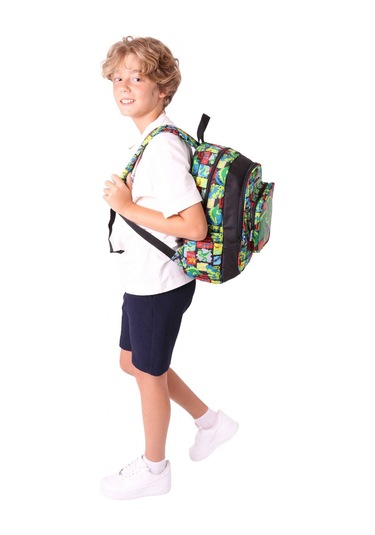Kaukko Kids Üç Gözlü Erkek Çocuk Okul Sırt Çantası 3d Gergedan Detaylı - L5263 Siyah - Yeşil