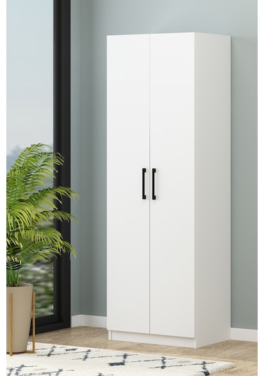 Tiba Erzak Dolabı 4 Raflı 180 Cm Çok Amaçlı Dolap Banyo Dolabı Beyaz Beyaz