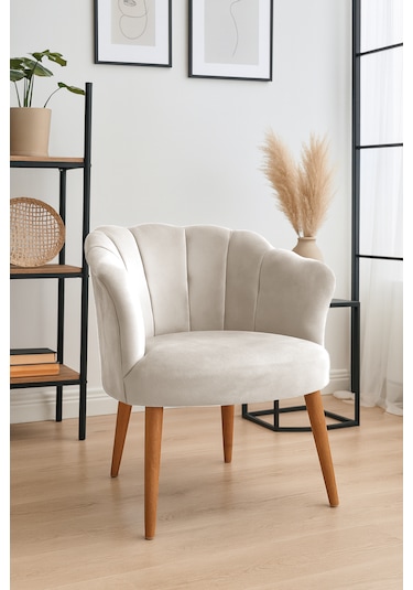 Papatya Berjer - Modern Tekli Koltuk - Babyface Kumaş - Krem