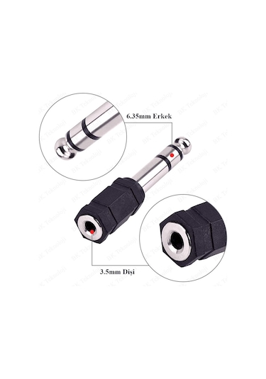 6.35mm Erkek - 3.5mm Dişi Stereo Kulaklık Ses Adaptörü Çevirici