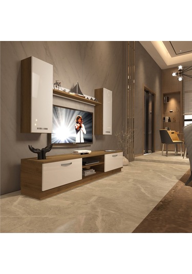 Decoraktiv Eko 5db Mdf Dvd Tv Ünitesi Tv Sehpası Pera - Beyaz