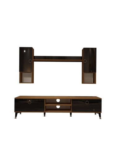 Decoraktiv Eko 5da Mdf Dvd Gold Tv Ünitesi Tv Sehpası Ceviz - Siyah