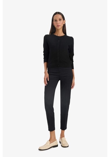 Defacto Sigaret Normal Bel Düz Paça Saten Pantolon J8743az25wnbk27 Siyah