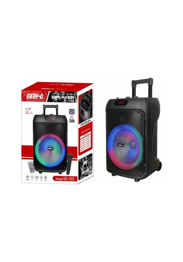 Taşınabilir Dış Mekan Eğlence Ve Işık Şöleni 12 İnç Güçlü Bas Hoparlör Karaoke Mikrofonlu Rgb Işıklı