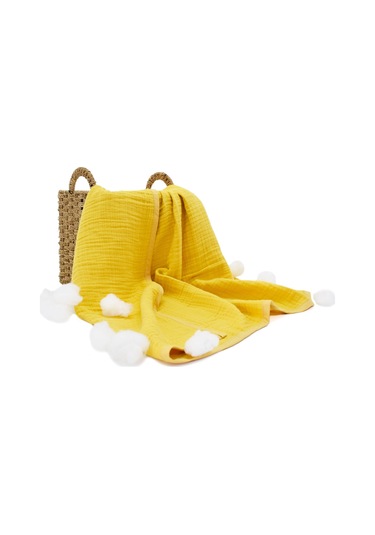 Ezh Pamuklu 4 Kat Müslin Bebek Battaniyesi 120 X 110 Cm Sarı