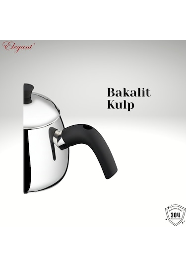 Damla Aile Boy Bakalit Kulplu Çaydanlık Takımı - Siyah Siyah