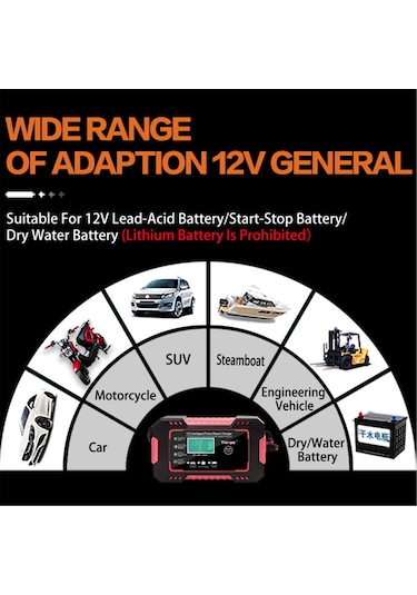 Tenfowee 12v Akıllı Araç Şarj Cihazı - 4ah-100ah Aralığı, Agm, Gel, Sla Ve Islak Aküler İçin, Sıcaklık Telafili