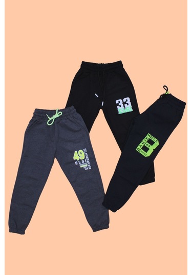 3'lü Superior-33 Elsi-babies Baskılı Erkek Çocuk Antrasit-siyah-lacivert Eşofman Altı Çok Renkli