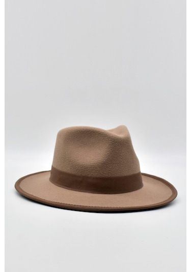Vintage Erkek Fedora Fötr Şapka Panama İngiliz Trilby Kasket Bej - Bej