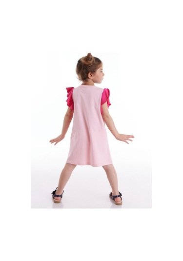 Denokids Mushi Pembe Kelebek Kız Elbise Pembe