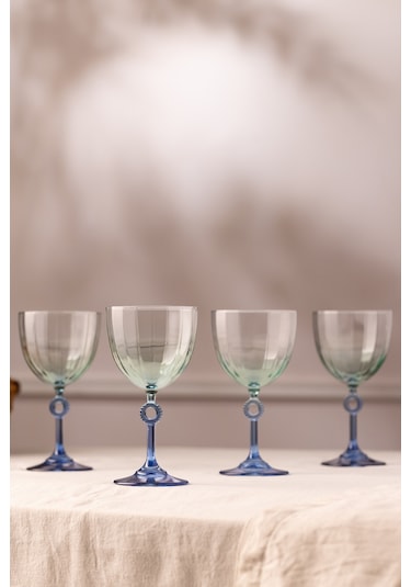 Rakle Elite 4'lü Su Kadehi Seti Mavi 270 Cc Renkli