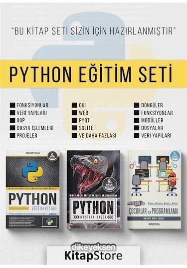 Python Eğitim Seti - 3 Kitap Takım - Mustafa Başer - Dikeyeksen