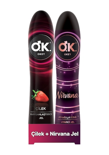 Okey Çilek Kayganlaştırıcı Jel 100 ML + Okey Nirvana Uyarıcı Jel 100 ML