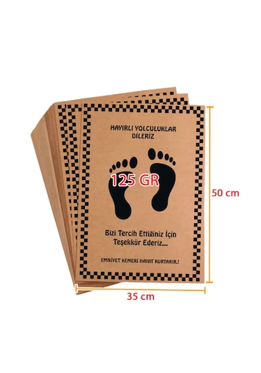 Araç Araba Oto Paspas Kraft Kağıdı Baskılı 50 Adet 35X50 cm