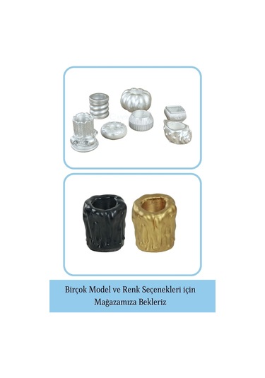 Mumluk Şamdan Tealight Mum Uyumlu Orta Erimiş Mum Model - Gümüş