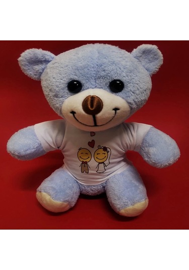 Mutlu Çift Tişörtlü Peluş Ayı Çok Renkli
