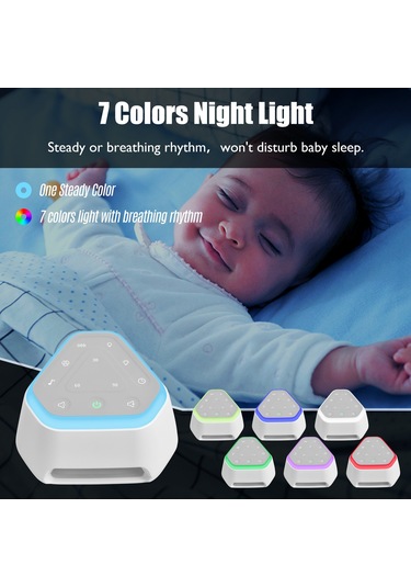 Xindoker Bebek Uyku Yardımcısı Beyaz Gürültü Cihazı - 26 Müzik, Renkli Gece Lambası, Zamanlayıcı Ve Hafıza Özelliği 1000mah Li-pil