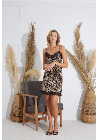 Sevim Kadın İnce Askılı Leopar Tunik C4t5n841 001